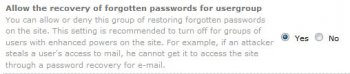 Password recovery setting