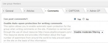 Spam filtering Comment